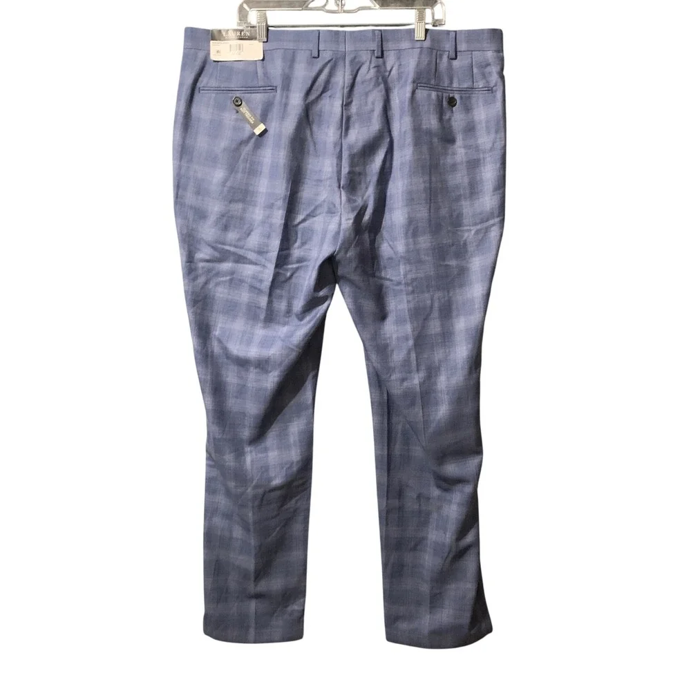 Lauren Ralph Lauren Mens Ultraflex Blue Plaid Suit Trousers Edgewood 42W x 32L